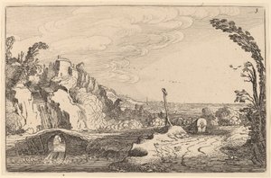 Kaskad under en stenbro av Jan van de Velde II