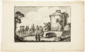 Landskap med runt torn av Jan van de Velde II
