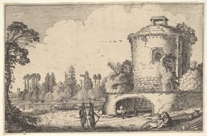 Landskap med ett rundtorn, ca. 1616.