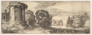 Sibylltemplet i Tivoli från Landskap och ruiner, ca. 1615.
