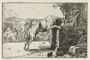 Hund vid en fontän Djur (serietitel) Zoographiam (serietitel)