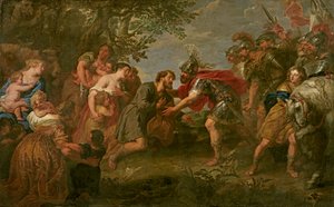 Jakob träffar sin bror Esau (olja på duk)