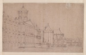 Damtorget med det nya stadshuset av Jan van der Heyden