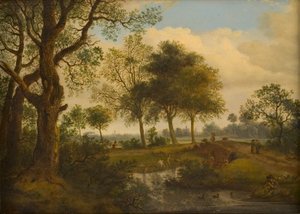 Landskap med badande av Jan van der Heyden