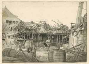 Rester av ett utbränt lager av Jan van der Heyden