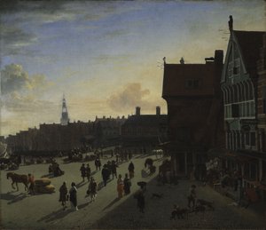 Dammen och Damrak, Amsterdam, ca 1663