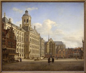Dammen med det nya stadshuset i Amsterdam