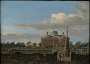 Huis ten Bosch i Haag och dess formella trädgård (vy från söder) av Jan van der Heyden