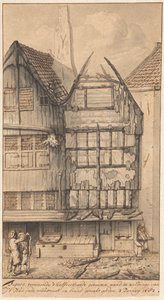 Två utbrända hus i Oude Nieuwstraat, 1682 av Jan van der Heyden