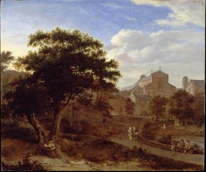 Två kyrkor och en stadsmur av Jan van der Heyden