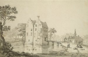 Zuylenburgh Castle (Slot Zuylen) (penna och penna på papper) av Jan van der Heyden