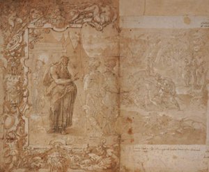 Teckning till en gobeläng med berättelsen om Ulysses och Diomedes av Jan van der Straet