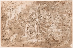 Tillbedjan av herdarna av Jan van der Straet, called Stradanus