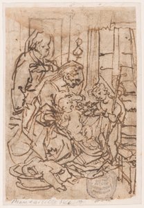 Den heliga familjen och Johannes Döparen av Jan van der Straet, called Stradanus