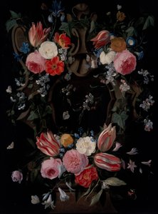 En krans av blommor av Jan van the Elder Kessel