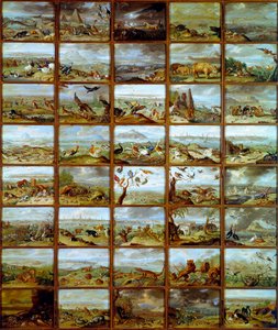 Djur Tabell som visar fack som motsvarar olika djurarter. Målning av Jan Van Kessel (1626-1679) 1600-talets Madrid, Pradomuseet