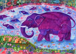 Elefant och möss, 1998, (bläck och gouache)