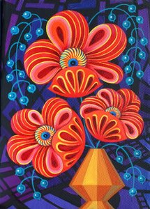Röda blommor med bär, 2016, av Jane Tattersfield