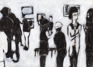 Vernissage I Charcoal and Gesso, c.2017 (kol och gesso på papper) av Janel Bragg