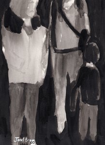 Holiday Shoppers, ca 2017 (bläck på papper) av Janel Bragg