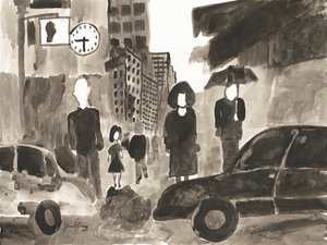 Manhattan Abstract I, ca 2014 (bläck på papper) av Janel Bragg