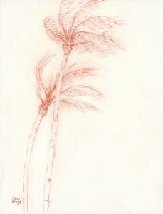 Once Upon a Tropical Vacation Palm Trees, ca 2019 (blyerts på papper) av Janel Bragg
