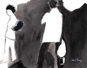 Patrons at the Palm Springs Art Museum, ca 2017 (bläck och gesso på papper) av Janel Bragg