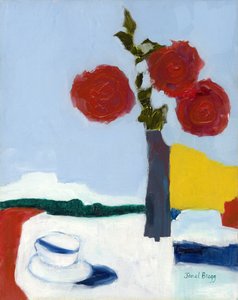 Stilleben med ros och tekopp, ca 2014 (olja på papper) av Janel Bragg