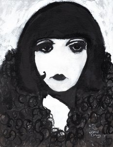 Siren in a Faux Fur Coat, ca 2020 (sumi-tusch och gesso på papper) av Janel Bragg