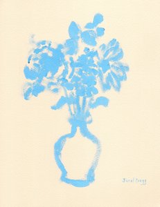 Stilleben i blått och grädde, ca 2025 (akvarell på papper) av Janel Bragg