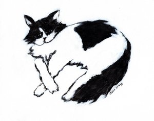 Thomas Lounging II, ca 2019 (blandteknik på papper) av Janel Bragg
