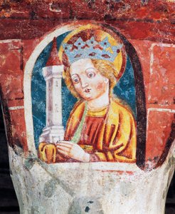 Hrastovlje befästa kyrka, Trinity Church, Santa Barbara, detalj från fresker av Janez Iz Kastva (1490), Slovenien av Janez Kastav