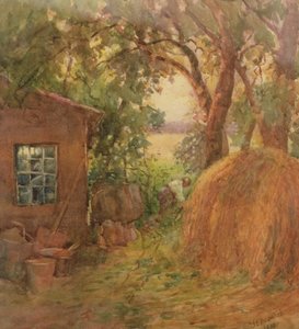 Hörn av en gård, 1910 (wc) av Janie E. Beamish