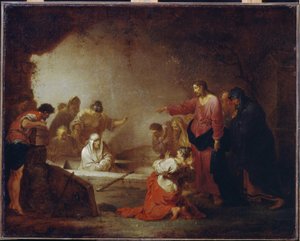 Lazarus uppståndelse. (Lasarus av Betania). Målning av Johann Rosso Januarius Zick (1730-1797), olja på duk, ca 1793. Tysk konst från 1700-talet. State A. Pushkin Museum of Fine Arts, Moskva.