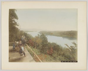 Biwa Lake från Ishiyama, Shiga Prefecture, Japan (handfärgat svartvitt foto) av Japanese Photographer