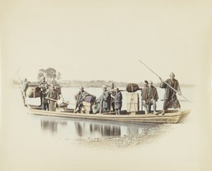 Ferryboat, Japan (handfärgat svartvitt foto) av Japanese Photographer