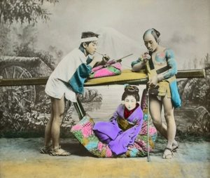 Handfärgat japanskt albumintryck, c.1880 av Japanese Photographer