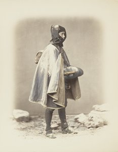 Japansk man i snön (handfärgat svartvitt foto) av Japanese Photographer