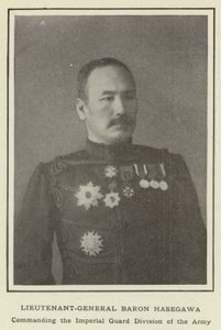 Generallöjtnant baron Hasegawa, befälhavare för arméns kejserliga gardedivision av Japanese Photographer