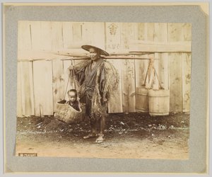 Peasant, Japan (handfärgat svartvitt foto) av Japanese Photographer