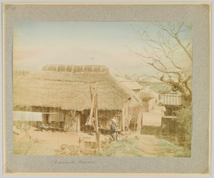 Bondens hus, Japan (handfärgat svartvitt foto) av Japanese Photographer