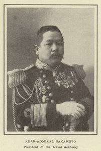 Konteramiral Sakamoto, ordförande för Naval Academy av Japanese Photographer