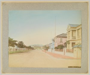 The Bund, Kobe, Japan (handfärgat svartvitt foto) av Japanese Photographer