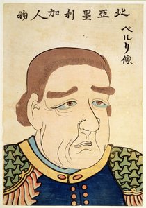 Ett porträtt av Perry, en nordamerikan (färglitografi) av Japanese School