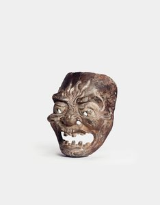 En Gigaku-mask i trä (trä) av Japanese School