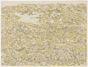 Fågelperspektiv över Kiso Highway från Edo till Kyoto, 1819 av Japanese School