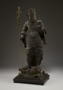 Bishamonten (Vaisravana, Nordens väktare) (trä med metall och bladguld) av Japanese School