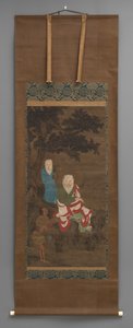 Buddhistisk målning av 3 figurer, tidigt 1700-tal av Japanese School