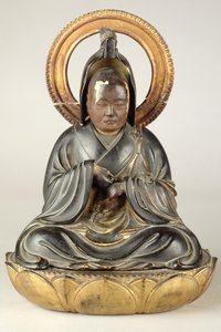 Buddhistisk abbot (lackerat trä) av Japanese School