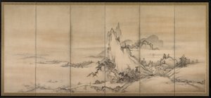 Chinese Landscape, en av ett par sexfaldiga skärmar av Japanese School